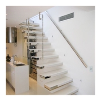 Escalier intérieur moderne en marbre blanc, escalier de luxe led, lustre en spirale, escalier intérieur flottant