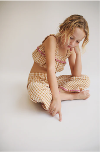 הגעה חדשה עם גינגהאם בנות טנק עליון ומכנסיים ארוכים 100% כותנה קלים ונשימה לקיץ - Product Image 5