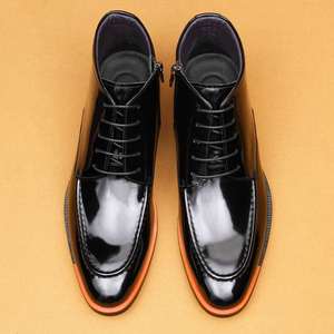 Botas Chelsea para Hombre 2025, de Piel Genuina con Acabado Brillante, Estilo Brogue Británico, con Cordones, Botines de Invierno, Casuales, de Vestir, para Boda - Product Image 4