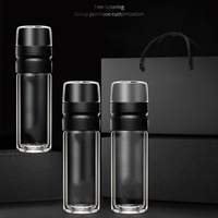 Bouteille d'eau portable de 500 ml avec infuseur à thé en verre à double paroi, en acier inoxydable réutilisable, personnalisable, avec couvercle