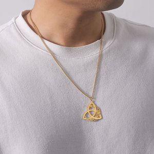 Bán Buôn Viking Tam Giác Mặt Trăng Xung Quanh Mặt Dây Chuyền Vĩnh Cửu Nút Vòng Cổ Thẻ Quyến Rũ Tùy Chỉnh Thép Không Gỉ Người Đàn Ông Vòng Cổ Trang Sức - Product Image 4