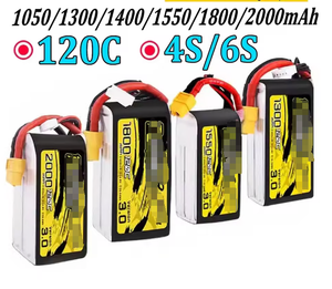 Batterie Lipo 1050/1300/1400/1550/1800/2000mAh 120C 4S/6S 4.2V avec prise XT60 pour drone de course FPV RC Fabriqué en Chine - Product Image 2