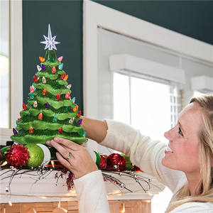 Arbre de Noël Table Vert Noël Light Up Céramique Navidad Décoration De Vacances Arvores - Product Image 4