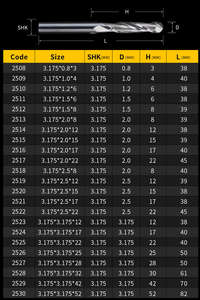 Huhao 3.175 bóng cuối nhà máy cắt hrc55 2 Sáo 2F bán buôn sản xuất OEM <span class=keywords><strong>tungsten</strong></span> <span class=keywords><strong>carbide</strong></span> endmill CNC 2508 - Product Image 4