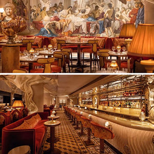 Furnitur mewah Cafe Hotel Stan Sofa beludru merah dengan meja marmer bulat dan bagian belakang meja makan berukir hiasan - Product Image 3