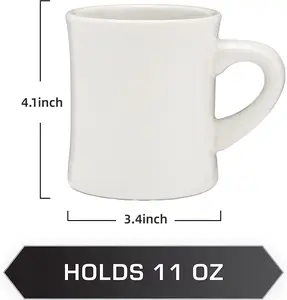 Y- 11oz Vintage Cream White Ceramic Coffee Mug Custom Logo Restaurant Coffee Diner Mugs