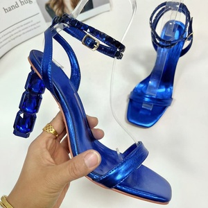 2024 New Women's <b>Ankle</b> <b>Strap</b> Crystal <b>Heel</b> Open Toe Summer Outdoor Office & Career Fashion <b>Sandals</b> Plus Size - Product Image 2