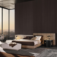 Cama de lujo moderna tamaño king, cabecero grande con mechones, cama de habitación, conjunto de muebles de dormitorio modernos, muebles de cama doble personalizables