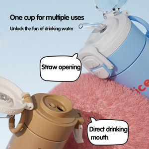 Gourde isotherme pour enfants 3D à haute valeur esthétique, impression 3D, qualité alimentaire, double poignée, dessin animé, étudiant, 500 ml, été 2025 - Product Image 5