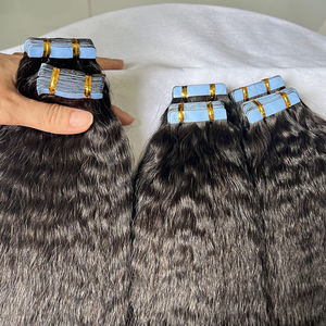 Extensiones de Cabello Humano <span class=keywords><strong>Natural</strong></span> Virgen Indio 100% Real, Cinta Adhesiva, Liso Rizado, 40 Piezas/100 Gramos, Venta al Por Mayor - Product Image 5