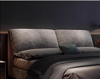 Cadre de lit plateforme Pillow-Back Cloud Soft avec rangement sous le lit, tête de lit capitonnée surdimensionnée, profil bas, sans sommier