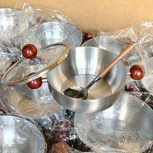 ชามสแตนเลสสองหูจับพร้อมช้อนสำหรับอาหารเด็ก ผลไม้ สลัด โยเกิร์ต นม ใช้ในบ้าน ทนทาน ไม่เคลือบผิว - Product Image 4