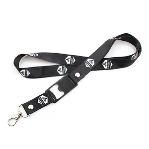 Custom Private Label Draagbare Duurzaam Nylon Zeefdruk Bier Houder Lanyard Met Flesopener