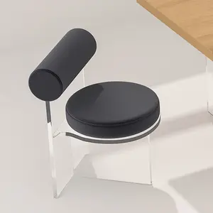 تصميم جديد شفاف من الأكريليك مع إسفنج عالي الكثافة وكرسي مخملي لتناول الطعام كرسي معيشة ترفيهي حديث