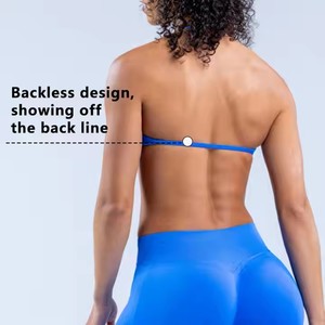 Soutien-gorge de sport sexy à bretelles, col halter, compression, design froncé sans couture, en spandex pour le <span class=keywords><strong>fitness</strong></span> - Product Image 4