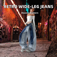Shorts amples unisexes en jean délavé style Y2K gothique imprimé jazz dance rétro américain pour femme