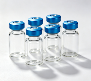 Frascos de Vidrio Borosilicato con Tapa Abatible de Aluminio Azul, 3ml 5ml 10ml, Botellas de Almacenamiento Herméticas con Cuello Prensado Transparente - Product Image 1