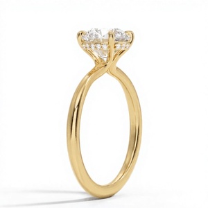แหวนเพชรทรงกลมคลาสสิกแบบเจียระไนบริลเลียนท์ ชุบทอง 18K 14K แหวนหมั้นแบบเรียบง่าย แหวนเพชร CVD สำหรับผู้หญิง - Product Image 2