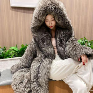 RNSHANGER sonbahar kış sıcak kadın kürk ceket rahat sahte tilki saç moda uzun palto yeni kapşonlu kadınlar kış ceket - Product Image 5