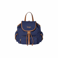 Tas Ransel Kanvas Retro untuk Wanita, Tas Selempang Cokelat dengan Tali Serut, Pegangan Atas, Kantong Samping, dan Tali Panjang yang Dapat Disesuaikan