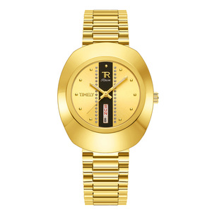 Montre de luxe pour <span class=keywords><strong>couple</strong></span> en or, design haut de gamme avec double calendrier, résistante à l'eau, cadran rond en alliage, montres pour homme et femme - Product Image 2