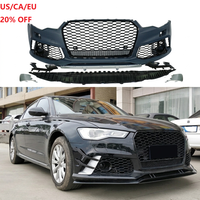 Kit de carrocería estilo RS6 para Audi A6 S6 C7 C7.5 2012-2018, cubierta de parachoques delantero con parrilla de malla negra brillante, compatible con vehículos estadounidenses.
