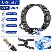 Câble Ethernet tressé Cat8 SFTP, câble réseau rond RJ45, cordon de raccordement 40 Gbps 2000 MHz, câble LAN haute vitesse