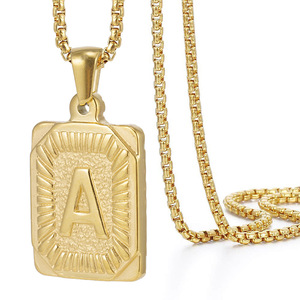 ฮิปฮอป18K สร้อยคอตัวอักษร A-Z แท้จี้ตัวอักษรโซ่สแตนเลสสั่งทำ<span class=keywords><strong>ชื่อ</strong></span>ตัวอักษรสร้อยคอตัวอักษรโซ่ - Product Image 1