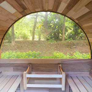 Cedro rojo <span class=keywords><strong>canadiense</strong></span> 2-6 personas Sauna al aire libre Precio de fábrica Jardín Buen medio vidrio Multi-End Barril de madera Sauna al aire libre - Product Image 5