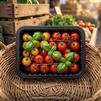 Barquette rectangulaire noire en plastique PP sur mesure pour l'emballage de steaks de bœuf en supermarché, qualité alimentaire, thermoformée, jetable
