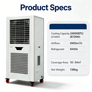 Refroidisseur <span class=keywords><strong>d</strong></span>'air <span class=keywords><strong>mobile</strong></span> commercial 24000 BTU, <span class=keywords><strong>climatiseur</strong></span> portable 8720W, 3 vitesses, minuterie 24H, R410, pour atelier, entrepôt, garage, tente - Product Image 5