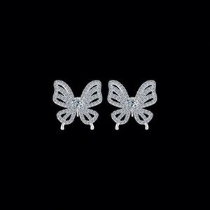 S925 Sterling <b>Silver</b> <b>Stud</b> butterfly Earrings Moissanite Earrings - Product Image 4