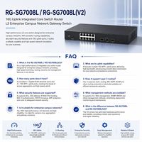 Routeur de Noyau Intégré 10G Rui Jie RG-SG7008L RG-SG7008L(V2) avec Uplink, Commutateur de Passerelle Réseau d'Entreprise L3 pour Campus