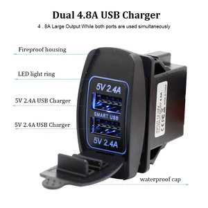 Alta calidad IP65 impermeable <span class=keywords><strong>USB</strong></span> cargador de coche Universal DC 12V 4.2A 4.8A azul LED interruptores basculantes - Product Image 3