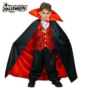 Детский костюм вампира на Хэллоуин, плащ хорошего качества, накидка для мальчиков, косплей