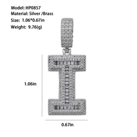 Pendentif Lettre Hiphop en Moissanite, Argent 925, Testeur de Diamant Inclus, Bijoux VVS, Pendentif Moissanite Personnalisé