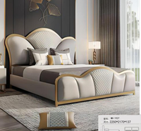 Lit King Size en Cuir Capitonnée, Mobilier de Chambre de Luxe pour Villa, Vente Directe Usine