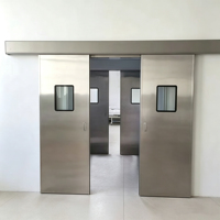 Pintu Geser Otomatis Kedap Udara Stainless Steel Dua Daun dengan Sensor untuk Ruang Operasi, Ruang Bersih, dan ICU Rumah Sakit