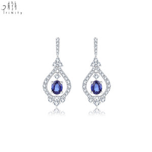 Nouvelle collection de bijoux en or blanc massif 18 carats, saphirs bleus et diamants naturels véritables, pour exportation en gros. - Product Image 3