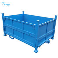 Conteneur industriel remorquable avec roulettes, plateforme en acier pliable, caisse de transport mobile robuste