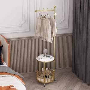 Perchero Moderno de Acero Inoxidable con Estante de Almacenamiento de Mármol, Colgador de Ropa de Pie para Sala de Estar y Entrada - Product Image 4