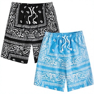 Floerns Pantaloncini da Spiaggia per Ragazzi, 2 Pezzi, con <span class=keywords><strong>Bandana</strong></span> e Coulisse in Vita, Tasche, 100% Poliestere, Lavabili in Lavatrice - Product Image 1