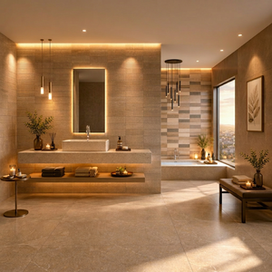 Botanical Harmony - Baldosas de Porcelana Vitrificada Esmaltada de 600x1200 mm, Acabado Mate, 9 mm de Grosor, Diseño Natural Elegante, Resistente a Impactos Térmicos - Product Image 3
