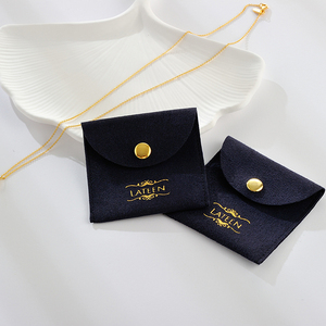 Bolsas de Joyería Portátiles con Diseño Nuevo, Bolsas de Embalaje para Joyería con Solapa de Gamuza y Microfibra para Collares, Pulseras y Anillos, con Botón - Product Image 3