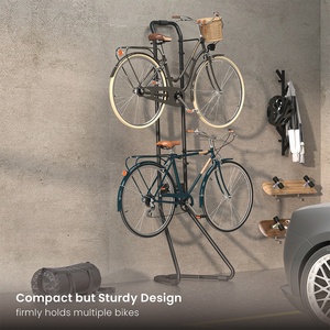 Portabicicletas de almacenamiento para <span class=keywords><strong>garaje</strong></span>, soporte de pared de suelo por gravedad para bicicleta, soporte Vertical ajustable para bicicleta, 2 unidades - Product Image 5