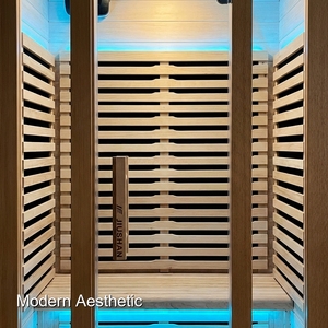 Cabina de Sauna de Infrarrojos Lejanos de Grado Comercial para 3 Personas, con <span class=keywords><strong>Calentador</strong></span> de Bajo EMF y Sistema de Audio Bluetooth para Centros de Fitness - Product Image 2