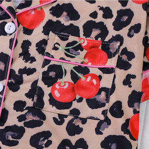Nuovo Set <span class=keywords><strong>Pigiama</strong></span> Estivo da Donna, Traspirante e Morbido, con Fiocco <span class=keywords><strong>Rosa</strong></span> e Stampa Leopardata, Abbigliamento Casual per Casa - Product Image 4