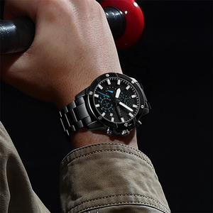 Montre chronographe sport haut de gamme pour homme, 3 aiguilles, affichage du calendrier, acier inoxydable, étanche, lumineuse, quartz, pour affaires - Product Image 6