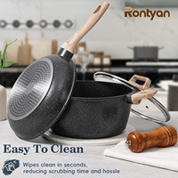 Vente en gros et personnalisation d'usine : Batteries de cuisine modernes en aluminium, casseroles et poêles antiadhésives en marbre compatibles induction