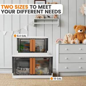 Boîte de rangement pliable en plastique à double ouverture avec couvercle, organisateur de vêtements rectangulaire, best-seller Shopify, pour armoire, motif pois de sésame - Product Image 5